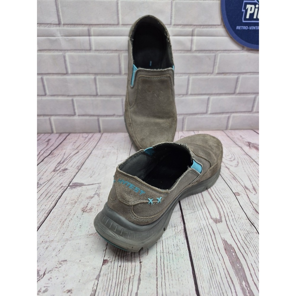 Hytest Blake Slip On Steel Toe Safety Rated Women's Size 9W Gray Teal~Used